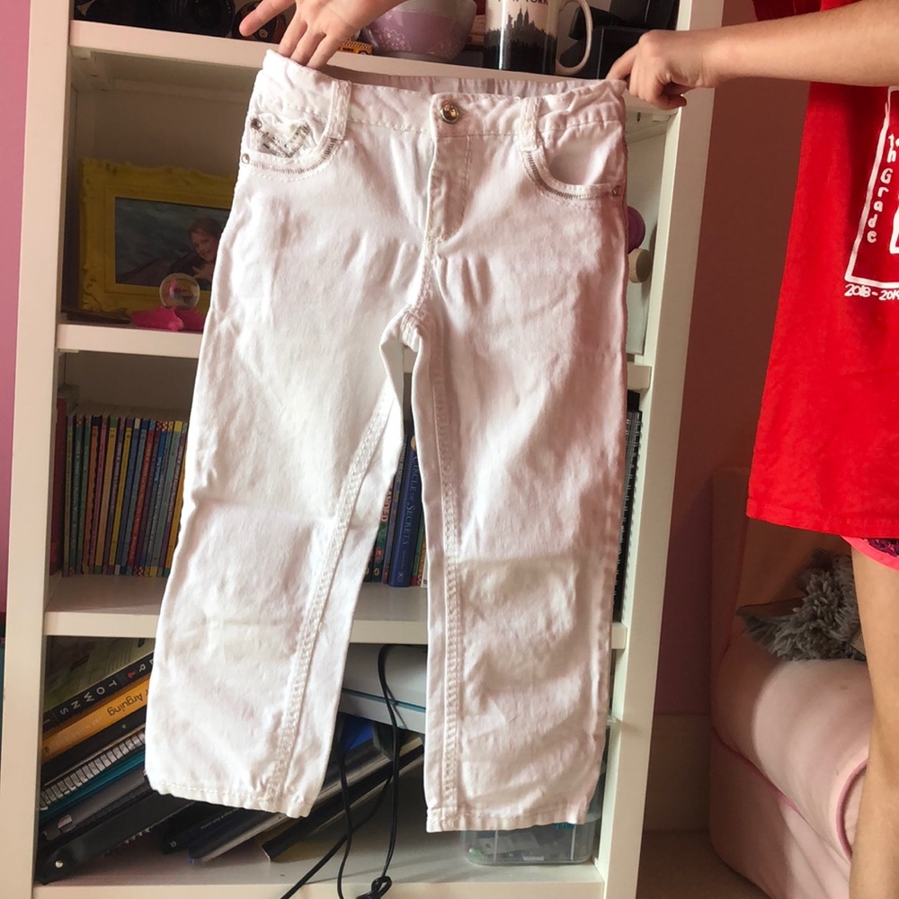 Girls White Jean Capris